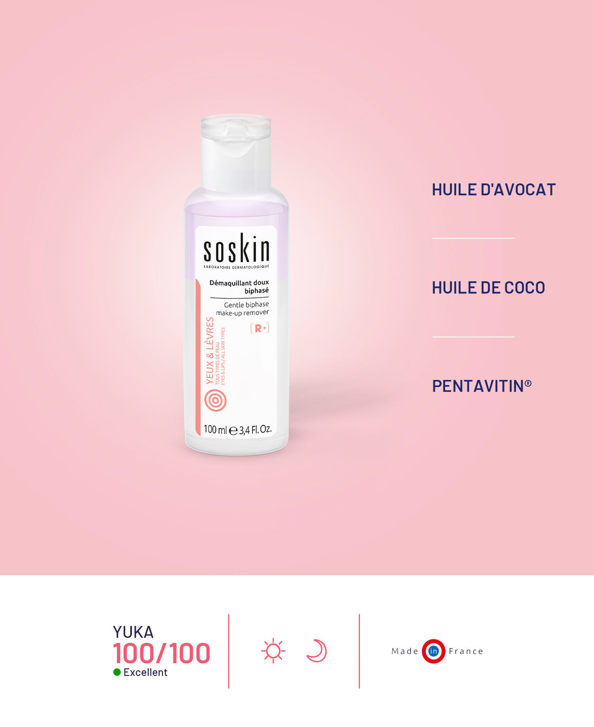 Gentle biphase make-up remover