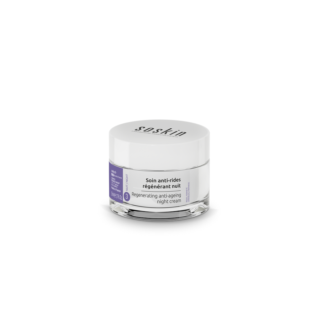 Skincare jar labeled 'soskin' on a white background